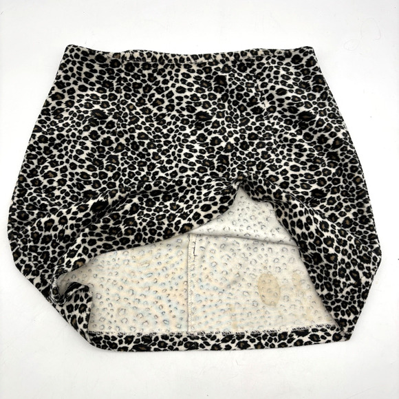 Vintage 90s Pandora Casuals Fuzzy Leopard Print Mini Skirt L 25x15" Made in USA - Picture 4 of 13
